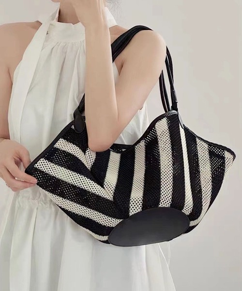 kate spade ストライプ 編み込みかごバッグ ポーチ付き 楽天市場】ケイトスペード（柄ストライプ）（バッグ・小物