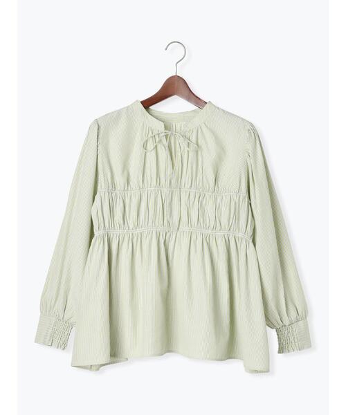 Te chichi TERRASSE(テチチテラス)の「シャーリング前後2WAYブラウス(シャツ/ブラウス・レディース・サックスブルー/ネイビー/グリーン・F)」の13枚目の写真