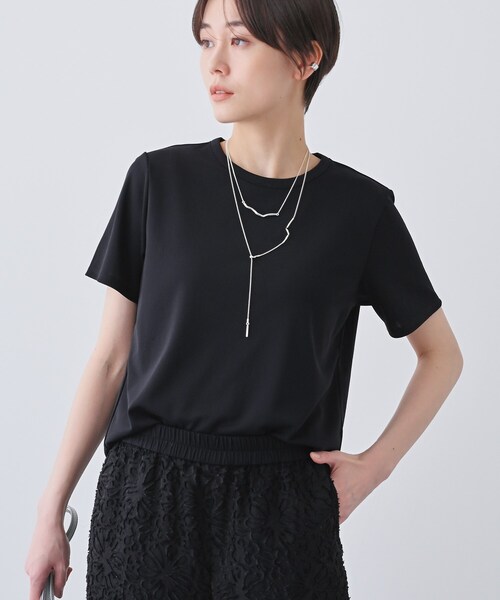 「INDIVI」 半袖カットソー 38 ブラック レディース ☆INDIVI/インディヴィ☆半袖カットソー38ブラウン 無地 夏 プル