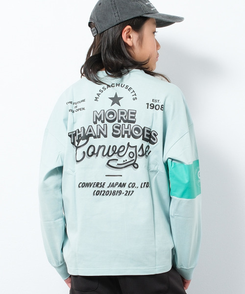 CONVERSE（コンバース）の「CONVERSE 別注袖ラインプリントロングTシャツ（Tシャツ/カットソー・キッズ・ブラック/グリーン/チャコールグレー・160/150/140/130）」の3枚目の写真