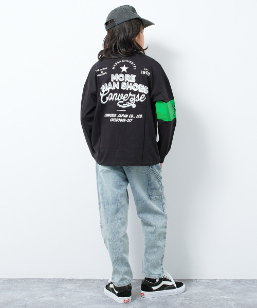 CONVERSE（コンバース）の「CONVERSE 別注袖ラインプリントロングTシャツ（Tシャツ/カットソー・キッズ・ブラック/グリーン/チャコールグレー・160/150/140/130）」の7枚目の写真
