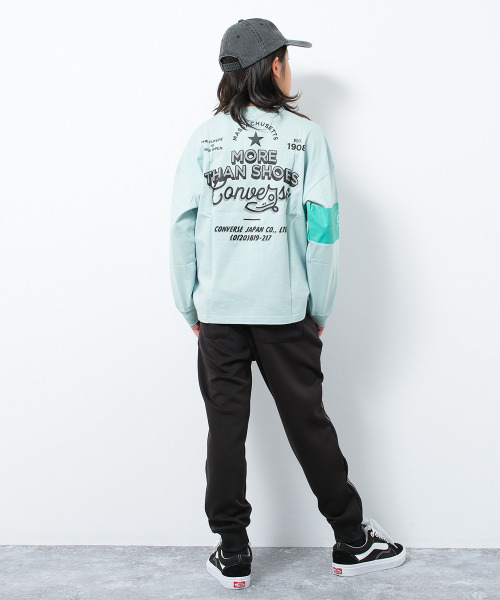 CONVERSE（コンバース）の「CONVERSE 別注袖ラインプリントロングTシャツ（Tシャツ/カットソー・キッズ・ブラック/グリーン/チャコールグレー・160/150/140/130）」の13枚目の写真