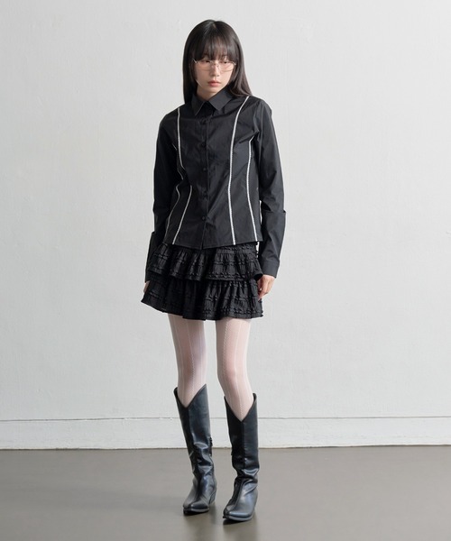 UNE MANSION（ユヌマンション）の「マジックラブリーフリル レースミニスカート（スカート・レディース・ホワイト/ブラック・FREE）」の19枚目の写真