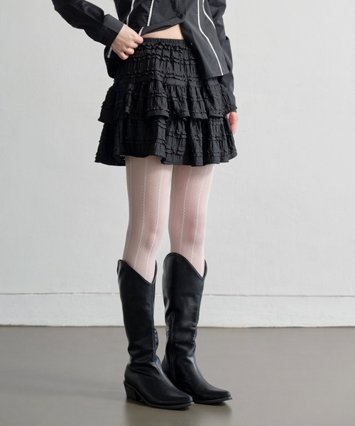 UNE MANSION（ユヌマンション）の「マジックラブリーフリル レースミニスカート（スカート・レディース・ホワイト/ブラック・FREE）」の13枚目の写真