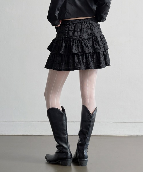 UNE MANSION（ユヌマンション）の「マジックラブリーフリル レースミニスカート（スカート・レディース・ホワイト/ブラック・FREE）」の14枚目の写真