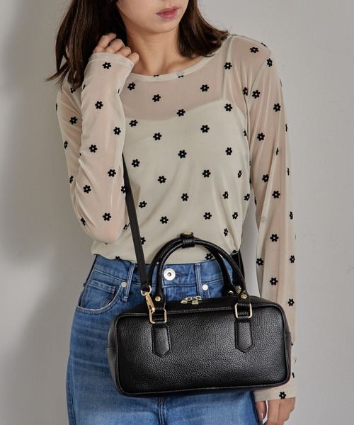 【AULENTTI】ショルダーバッグ 黒 AULENTTI / 2WAY レザー ショルダーバッグ