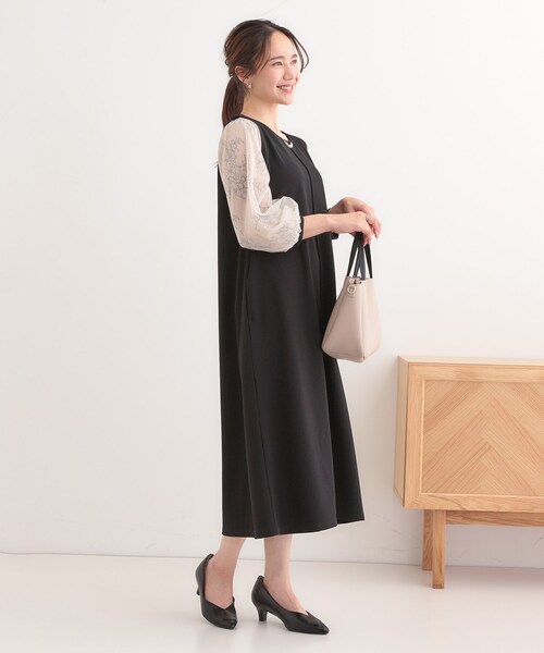 DRESKIP(ドレスキップ)の「◆1枚で上品に決まる お袖レース切り替え7分袖ワンピース(ワンピース・レディース・ナチュラル/ブラック/チャコールグレー・01/02/03/04)」の10枚目の写真