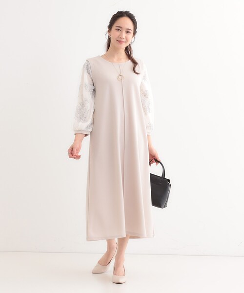 DRESKIP(ドレスキップ)の「◆1枚で上品に決まる お袖レース切り替え7分袖ワンピース(ワンピース・レディース・ナチュラル/ブラック/チャコールグレー・01/02/03/04)」の12枚目の写真