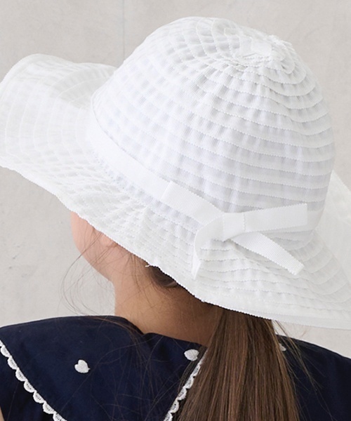 petit main（プティマイン）の「【リンク】グログランハット(キッズ)（ハット・キッズ・ライトピンク/オフホワイト/ライトグレー・52cm/54cm/50cm）」の5枚目の写真