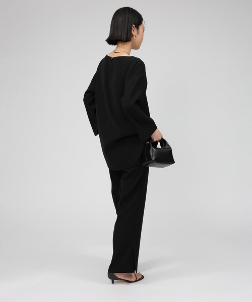 BABYLONE（バビロン）の「サイドスリットセミフレアパンツ（スラックス・レディース・オフホワイト/ブラック・36inch/38inch）」の14枚目の写真