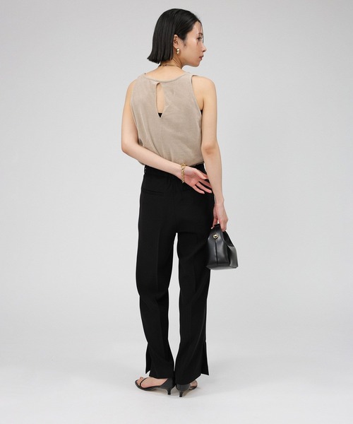 BABYLONE（バビロン）の「サイドスリットセミフレアパンツ（スラックス・レディース・オフホワイト/ブラック・36inch/38inch）」の12枚目の写真