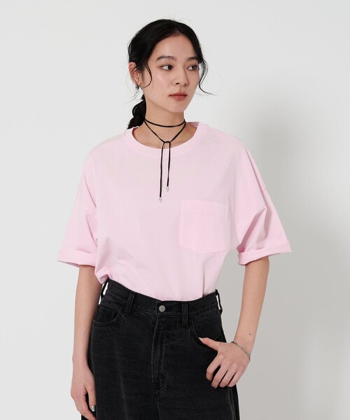 BEAUTY&YOUTH UNITED ARROWS(ビューティーアンドユースユナイテッドアローズ)の「ドルマンスリーブ ポケット Tシャツ 接触冷感(Tシャツ/カットソー・レディース・ピンク/ダークブラウン/ブラック/オフホワイト/ベージュ/ライトブルー・FREE)」の6枚目の写真