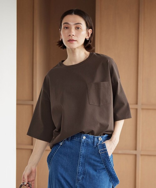 BEAUTY&YOUTH UNITED ARROWS（ビューティーアンドユースユナイテッドアローズ）の「ドルマンスリーブ ポケット Tシャツ 接触冷感（Tシャツ/カットソー・レディース・ピンク/ダークブラウン/ブラック/オフホワイト/ベージュ/ライトブルー・FREE）」の8枚目の写真