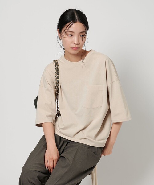 BEAUTY&YOUTH UNITED ARROWS（ビューティーアンドユースユナイテッドアローズ）の「ドルマンスリーブ ポケット Tシャツ 接触冷感（Tシャツ/カットソー・レディース・ピンク/ダークブラウン/ブラック/オフホワイト/ベージュ/ライトブルー・FREE）」の22枚目の写真