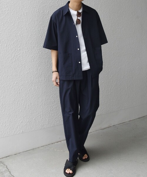 美品✨ships any SOLOTEX セットアップ シアサッカー ネイビー SHIPS any:〈撥水/軽量/ストレッチ〉SOLOTEX(R) シアサッカー