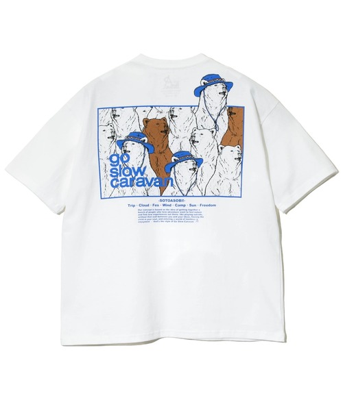 go slow caravan(ゴースローキャラバン)の「USA/C スクエアLOGO バックプリント ゆったり TEE(Tシャツ/カットソー・メンズ・ホワイト/アイボリー/ブラック/イエロー/ブルー/バイオレット・MEDIUM/LARGE/X-LARGE)」の16枚目の写真