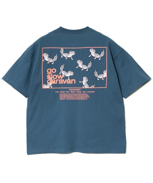 go slow caravan(ゴースローキャラバン)の「USA/C スクエアLOGO バックプリント ゆったり TEE(Tシャツ/カットソー・メンズ・ホワイト/アイボリー/ブラック/イエロー/ブルー/バイオレット・MEDIUM/LARGE/X-LARGE)」の19枚目の写真