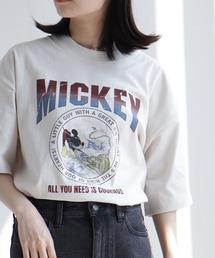 【Disney/ディズニー】ヴィンテージライクロックミッキープリントTシャツ
