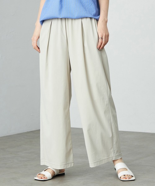 SOMETHING（サムシング）の「SOMETHING ウエストゴムSLワイドパンツ【UVカット・冷感・防シワ】夏用・涼しい（その他パンツ・レディース・ブラック/アイボリー/ネイビー/ミント・FREE）」の2枚目の写真