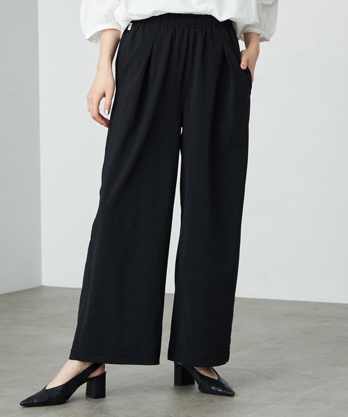 SOMETHING（サムシング）の「SOMETHING ウエストゴムSLワイドパンツ【UVカット・冷感・防シワ】夏用・涼しい（その他パンツ・レディース・ブラック/アイボリー/ネイビー/ミント・FREE）」の3枚目の写真