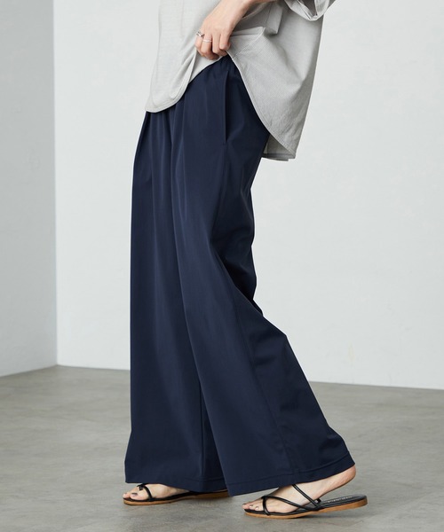 SOMETHING（サムシング）の「SOMETHING ウエストゴムSLワイドパンツ【UVカット・冷感・防シワ】夏用・涼しい（その他パンツ・レディース・ブラック/アイボリー/ネイビー/ミント・FREE）」の7枚目の写真