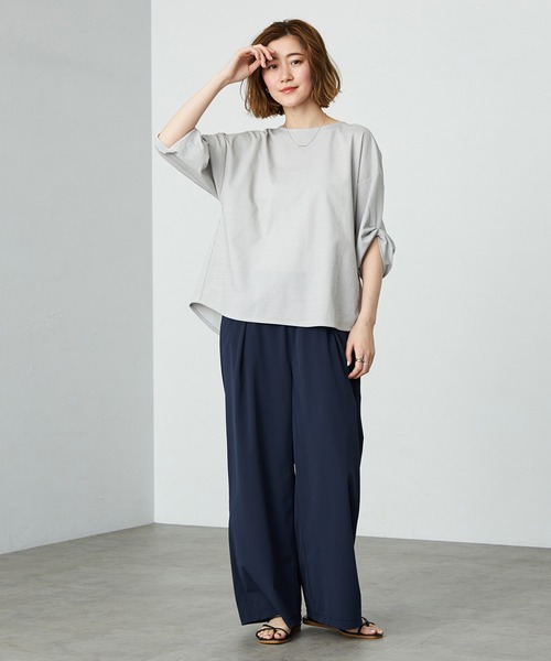 SOMETHING（サムシング）の「SOMETHING ウエストゴムSLワイドパンツ【UVカット・冷感・防シワ】夏用・涼しい（その他パンツ・レディース・ブラック/アイボリー/ネイビー/ミント・FREE）」の16枚目の写真