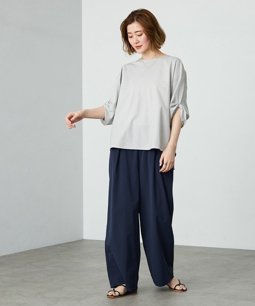 SOMETHING（サムシング）の「SOMETHING ウエストゴムSLワイドパンツ【UVカット・冷感・防シワ】夏用・涼しい（その他パンツ・レディース・ブラック/アイボリー/ネイビー/ミント・FREE）」の17枚目の写真