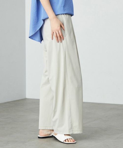 SOMETHING（サムシング）の「SOMETHING ウエストゴムSLワイドパンツ【UVカット・冷感・防シワ】夏用・涼しい（その他パンツ・レディース・ブラック/アイボリー/ネイビー/ミント・FREE）」の20枚目の写真