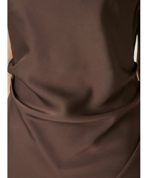FRAYI.D ドレープサテンキャミワンピース／ウォッシャブル ブラウン 完売品 ドレープサテンキャミワンピース／ウォッシャブル(マキシ