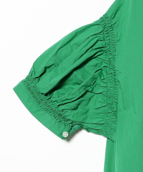 Ray BEAMS スリットネック ボリューム ワンピース 青 Ray BEAMS ワンピース スリットネック ボリューム : ZOZOTOWN
