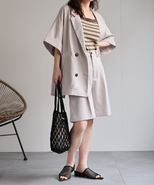 リネンタッチハーフスリーブジャケット セール】【選べるデザイン】リネンタッチハーフスリーブ