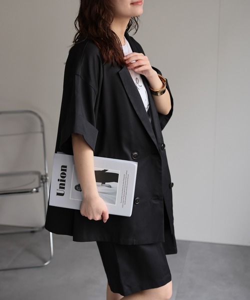 ap retro(アプレトロ)の「【選べるデザイン】リネンタッチハーフスリーブジャケット / メッシュ サマージャケット《動画あり》(テーラードジャケット・レディース・グレイッシュベージュ/ブラック/ネイビー/ベージュ/モカ/ブラック系その他・FREE)」の13枚目の写真