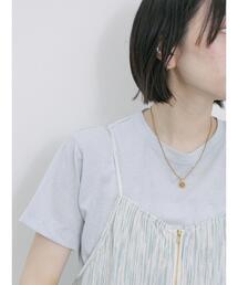 Samansa Mos2 blue | ラメTシャツ(Tシャツ/カットソー)