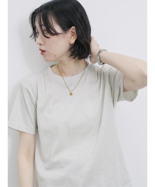 Samansa Mos2 blue(サマンサモスモスブルー)の「ラメTシャツ(Tシャツ/カットソー・レディース・サックスブルー/トップグレー/キナリ・F)」の2枚目の写真