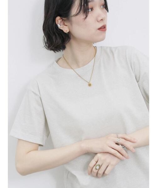 Samansa Mos2 blue(サマンサモスモスブルー)の「ラメTシャツ(Tシャツ/カットソー・レディース・サックスブルー/トップグレー/キナリ・F)」の12枚目の写真