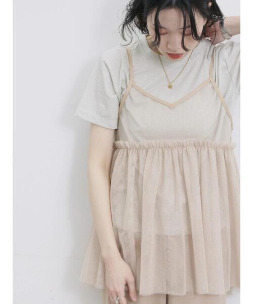 Samansa Mos2 blue(サマンサモスモスブルー)の「ラメTシャツ(Tシャツ/カットソー・レディース・サックスブルー/トップグレー/キナリ・F)」の15枚目の写真