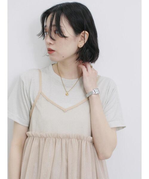 Samansa Mos2 blue(サマンサモスモスブルー)の「ラメTシャツ(Tシャツ/カットソー・レディース・サックスブルー/トップグレー/キナリ・F)」の16枚目の写真