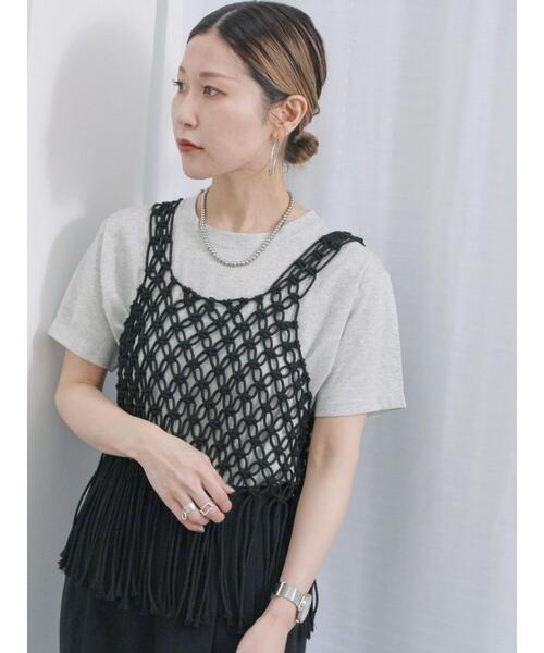 Samansa Mos2 blue(サマンサモスモスブルー)の「ラメTシャツ(Tシャツ/カットソー・レディース・サックスブルー/トップグレー/キナリ・F)」の19枚目の写真