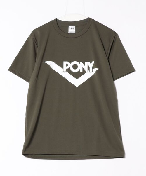 PONY(ポニー)の「PONY スポーツTシャツ【速乾 ドライ】(Tシャツ/カットソー・レディース・ダークグレー/アーミー/ライトベージュ/バーガンディー/ライトパープル/ネイビー/ブラック/ホワイト/ライトブルー・M/L/XL)」の6枚目の写真