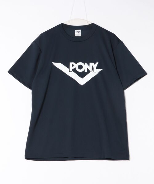 PONY(ポニー)の「PONY スポーツTシャツ【速乾 ドライ】(Tシャツ/カットソー・レディース・ダークグレー/アーミー/ライトベージュ/バーガンディー/ライトパープル/ネイビー/ブラック/ホワイト/ライトブルー・M/L/XL)」の1枚目の写真