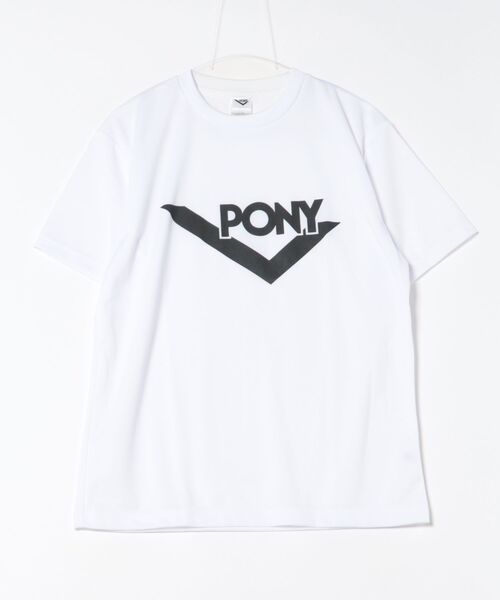 PONY(ポニー)の「PONY スポーツTシャツ【速乾 ドライ】(Tシャツ/カットソー・レディース・ダークグレー/アーミー/ライトベージュ/バーガンディー/ライトパープル/ネイビー/ブラック/ホワイト/ライトブルー・M/L/XL)」の2枚目の写真