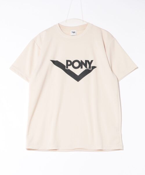 PONY(ポニー)の「PONY スポーツTシャツ【速乾 ドライ】(Tシャツ/カットソー・レディース・ダークグレー/アーミー/ライトベージュ/バーガンディー/ライトパープル/ネイビー/ブラック/ホワイト/ライトブルー・M/L/XL)」の5枚目の写真