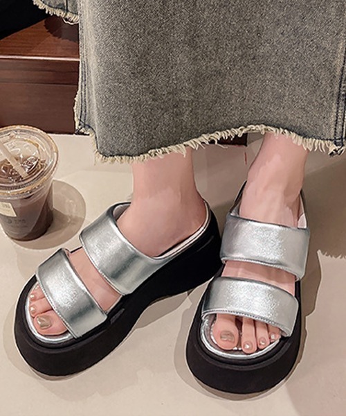 Miniministore(ミニミニストア)の「厚底サンダル スリッパサンダル 美脚 夏(サンダル・レディース・シルバー/アイボリー/ブラック・22.5cm/23.0cm/23.5cm/24.0cm/25.0cm/24.5cm)」の3枚目の写真