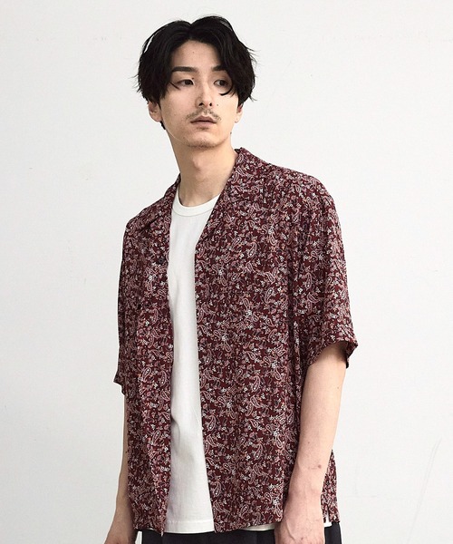 RATTLE TRAP(ラトルトラップ)の「シアーペイズリー柄オープンカラー半袖シャツ(シャツ/ブラウス・メンズ・ブラック系その他/ボルドー・M/L)」の9枚目の写真