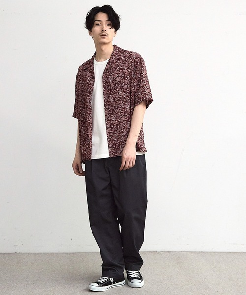 RATTLE TRAP(ラトルトラップ)の「シアーペイズリー柄オープンカラー半袖シャツ(シャツ/ブラウス・メンズ・ブラック系その他/ボルドー・M/L)」の4枚目の写真