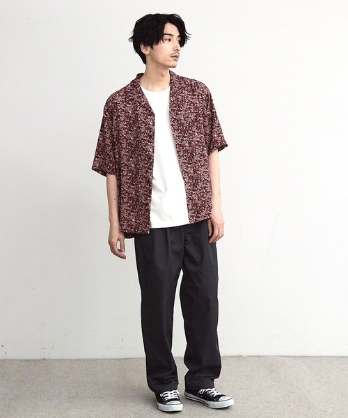 RATTLE TRAP(ラトルトラップ)の「シアーペイズリー柄オープンカラー半袖シャツ(シャツ/ブラウス・メンズ・ブラック系その他/ボルドー・M/L)」の6枚目の写真