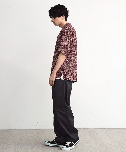 RATTLE TRAP(ラトルトラップ)の「シアーペイズリー柄オープンカラー半袖シャツ(シャツ/ブラウス・メンズ・ブラック系その他/ボルドー・M/L)」の7枚目の写真