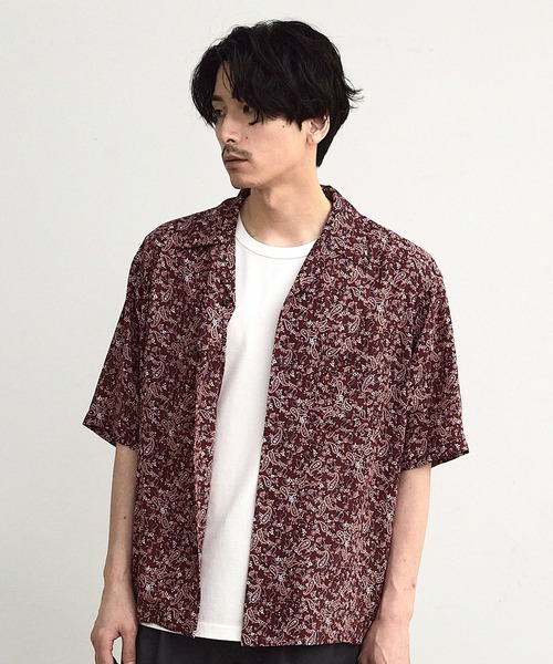 RATTLE TRAP(ラトルトラップ)の「シアーペイズリー柄オープンカラー半袖シャツ(シャツ/ブラウス・メンズ・ブラック系その他/ボルドー・M/L)」の10枚目の写真