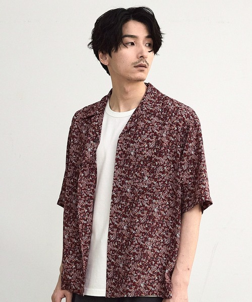 RATTLE TRAP(ラトルトラップ)の「シアーペイズリー柄オープンカラー半袖シャツ(シャツ/ブラウス・メンズ・ブラック系その他/ボルドー・M/L)」の11枚目の写真