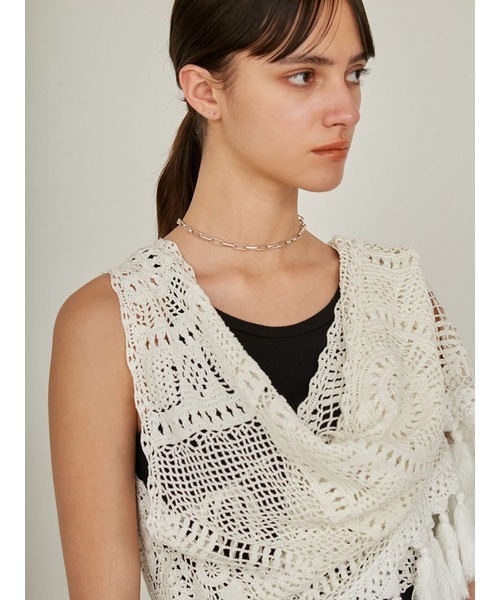 styling/（スタイリング）の「ハンドクロシェニットベスト（ベスト・レディース・ブラック/ホワイト・FREE）」の15枚目の写真